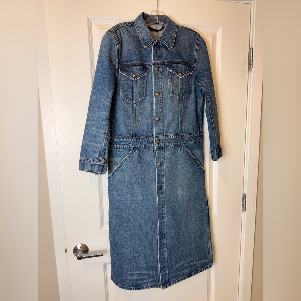 Helmut Lang VINTAGE Denim Trench Coat Dress Jacket Made in USA Size M | RARE - Picture 6 of 14